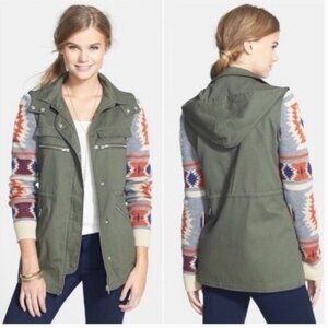 Thread & Supply Green Aztec Sweater Utility Army Fall Jacket Size Medium
